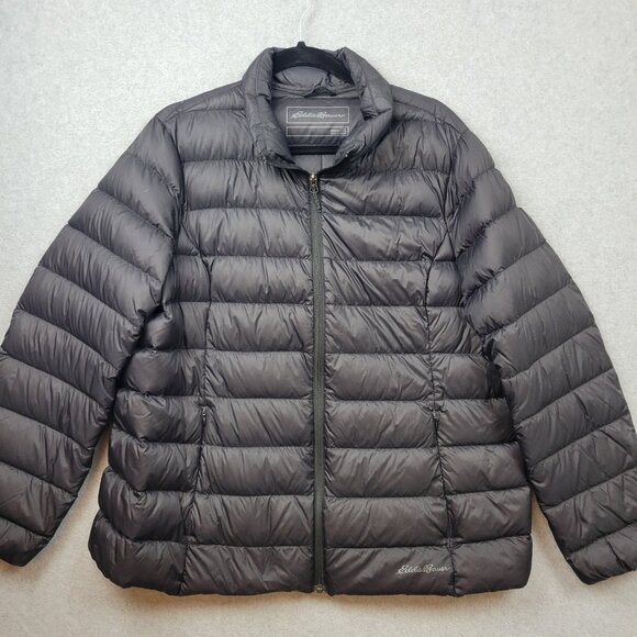 Eddie Bauer Jacket Black Womens Size 2XL EB650 Down Puffer Quilted Lightweight - Picture 1 of 14